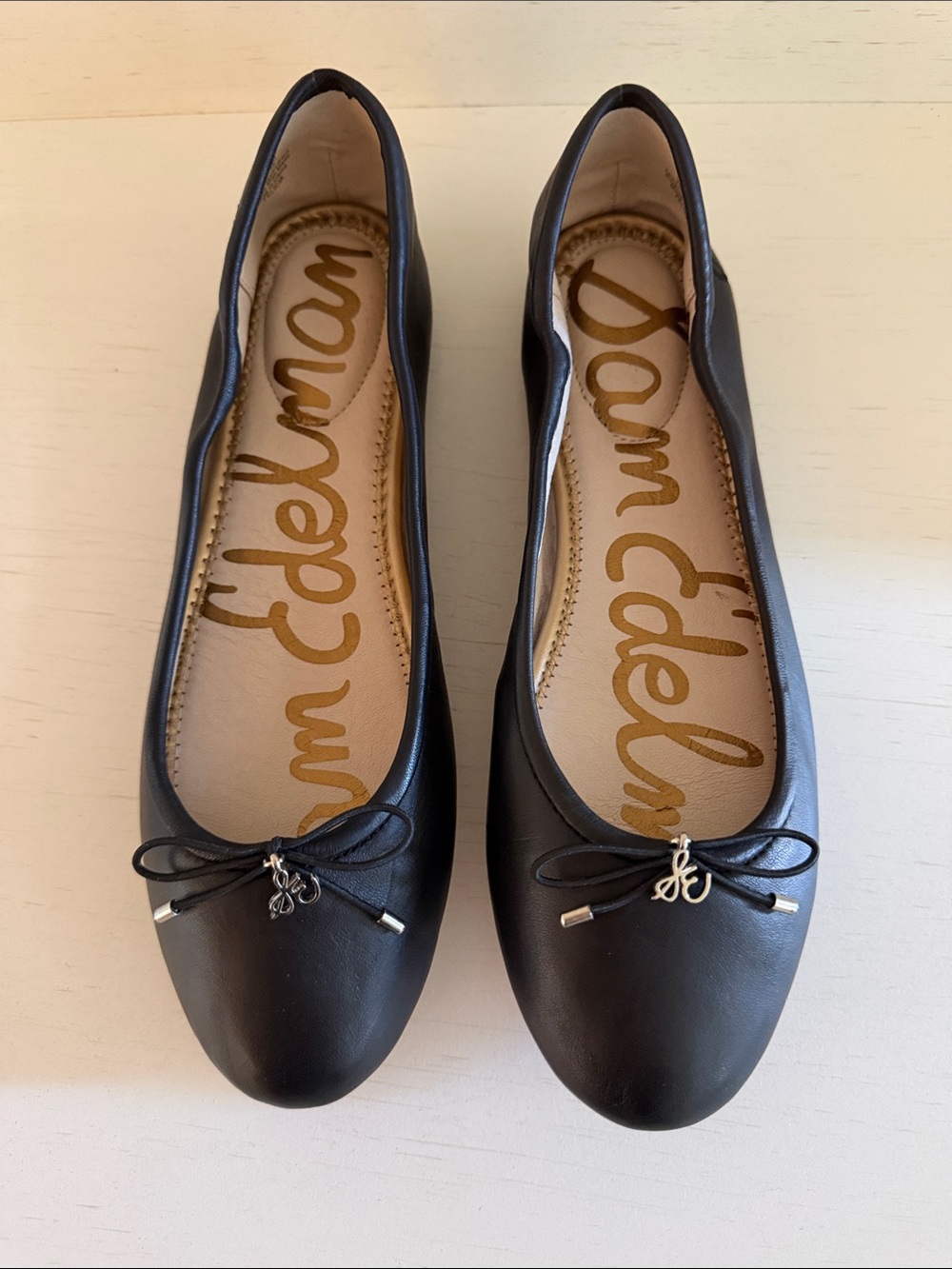 New In Box Sam Edelman Felicia Black Leather Ballet Flats Size 8